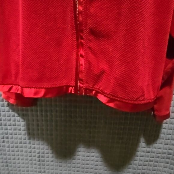 Oversized Velour Red Zip Jacket 2XL Elisabeth Crop Satin Soft Glam Lightweight - Picture 7 of 16